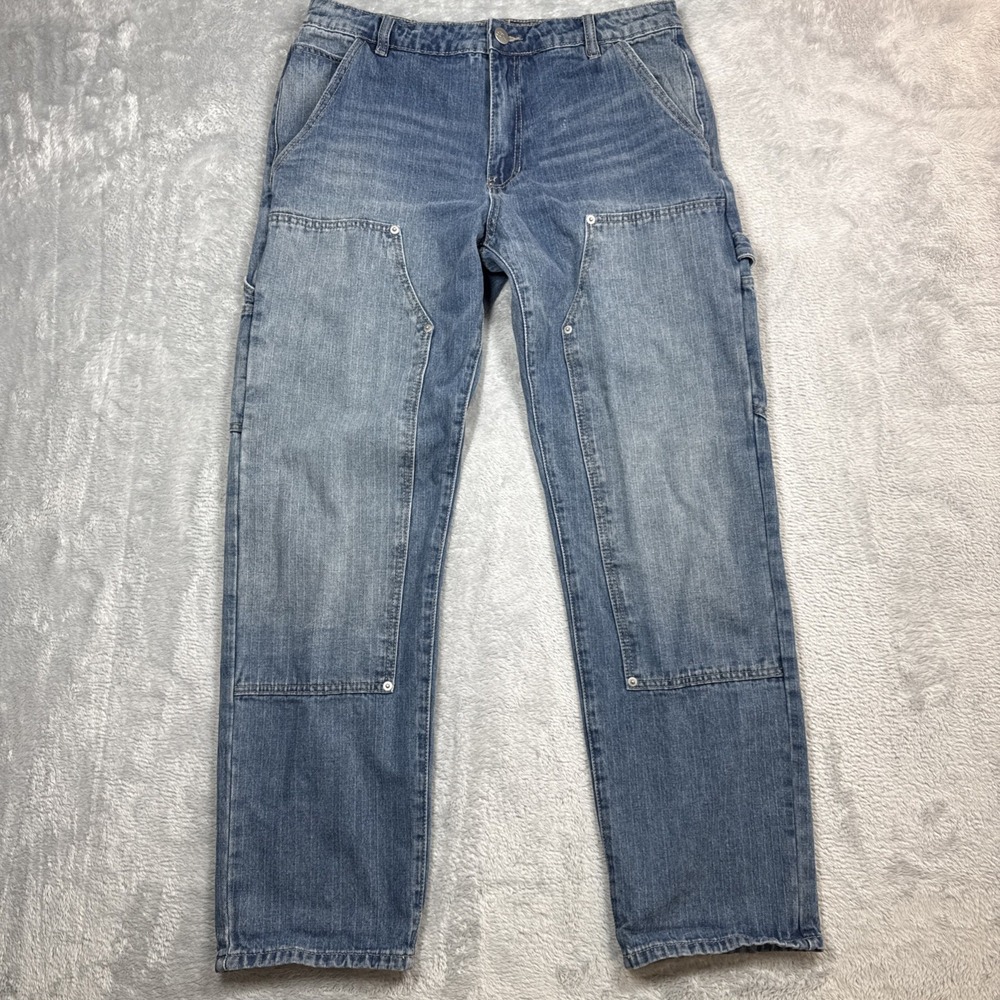 Forever 21 x Ford Double Knee Herringbone Carpenter Jeans Men 34 (Fits 34X31)
